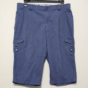 Lee Women's Pants Size 16 Blue Short Cargo Pockets Relaxed Waist 450226